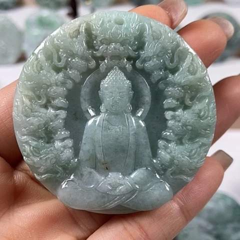 翡翠颈饰未镶嵌大日如来两面工福利