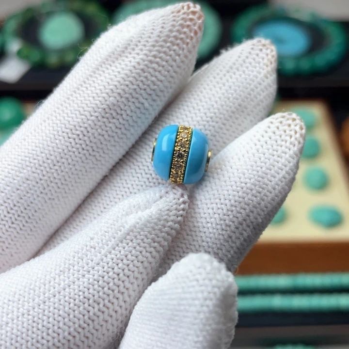 高瓷蓝10mm汉堡珠