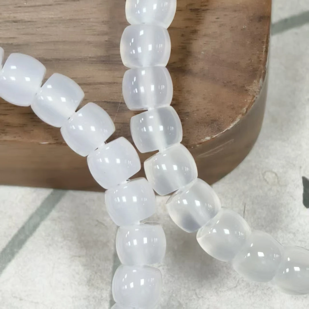 精工 直切归圆 白玛瑙 单圈夏日冰感多巴胺玛瑙手串 小清新手链