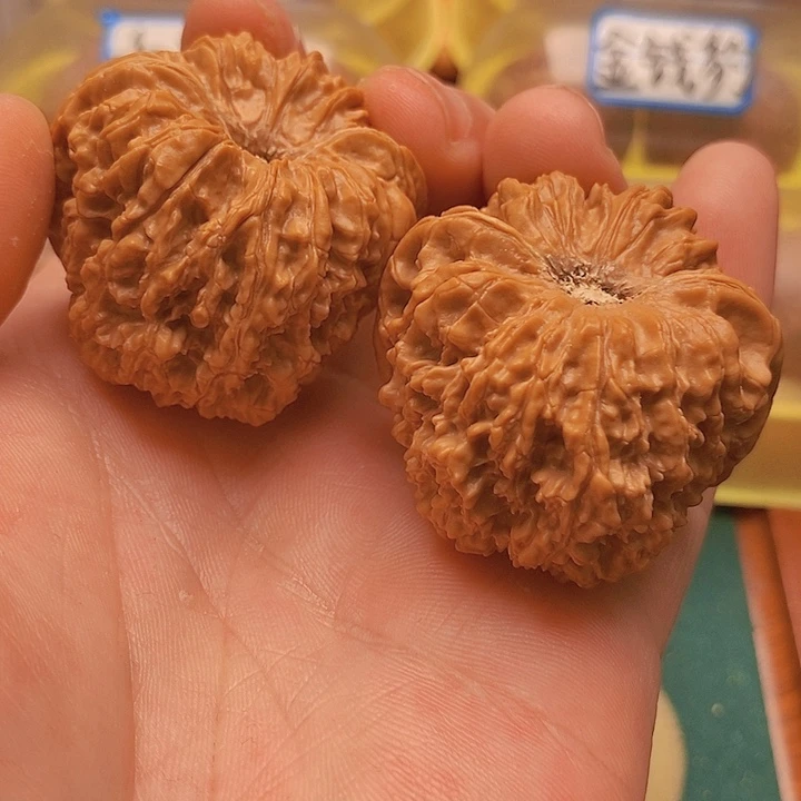 文玩核桃把件43全品大凹底137金蟾龟背