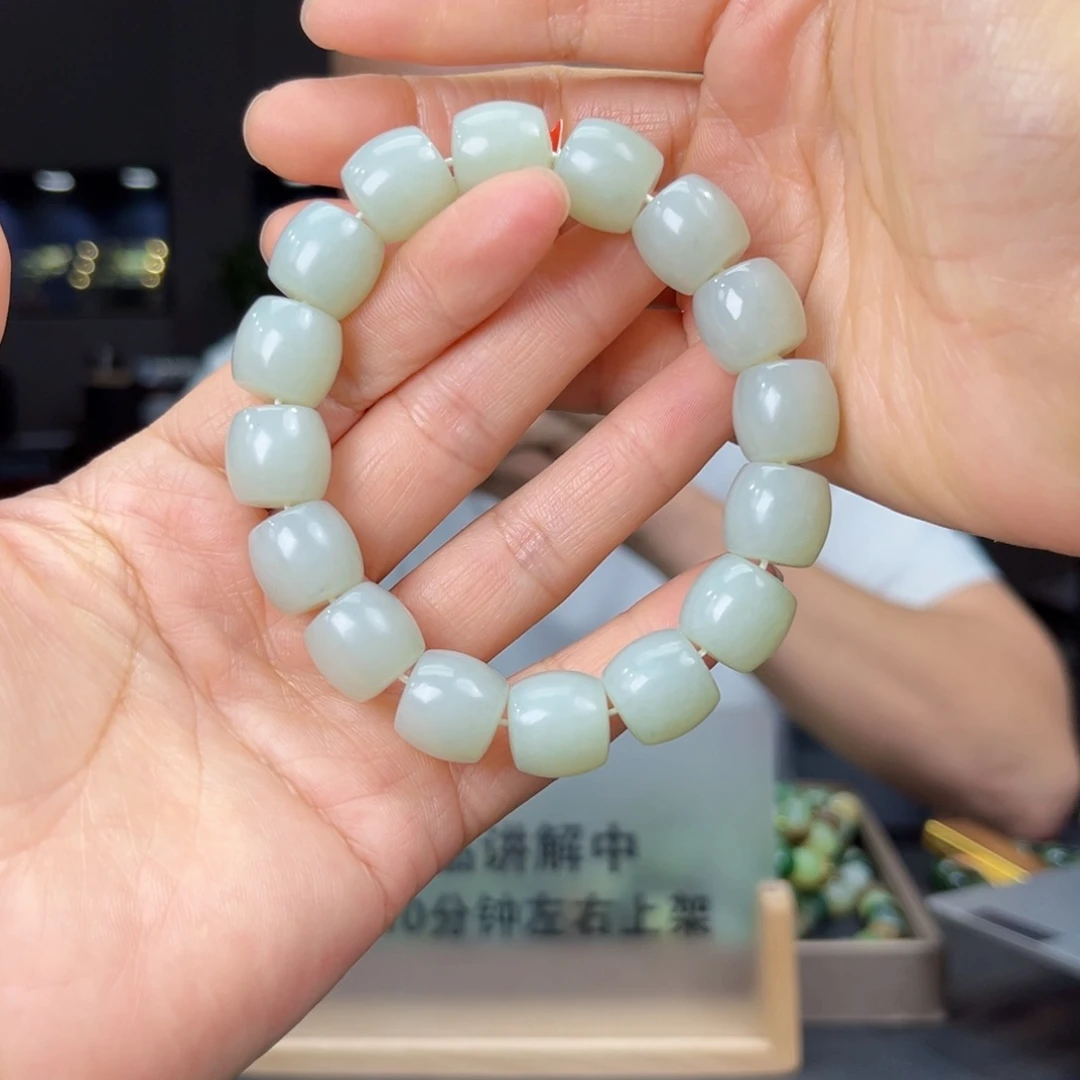 未镶嵌手串和田玉纯天然和田玉新疆且末高青白料14