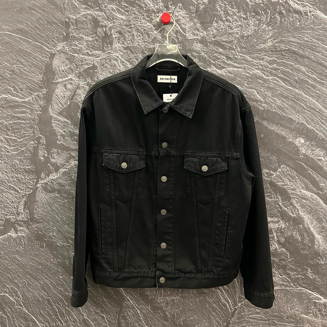 99新 Balenciaga/巴黎世家 黑色牛仔外套/尺码34/成色99/10641