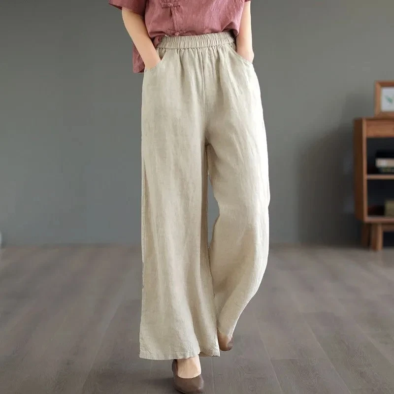 【当天发+退换包邮】夏季新款薄款棉麻女裤显瘦垂感直筒休闲裤子209