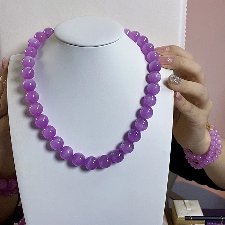 紫锂辉高冰收藏级顶配项链12+锂辉石未镶嵌