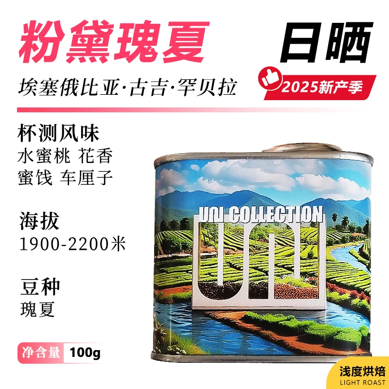 埃塞俄比亚古吉·罕贝拉粉黛瑰夏日晒新鲜浅烘黑咖啡可磨粉