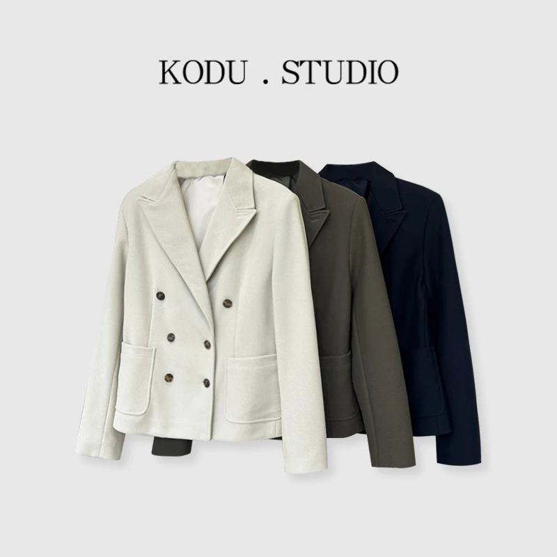 X【刻度KODU】01-JA2073春季英伦风高级感纯色双排扣三色西服外套