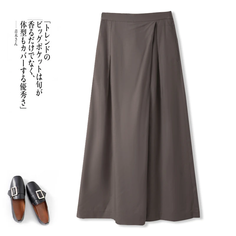 春季款女士直筒阔腿裙裤松紧腰宽松显瘦通勤风00593亲肤透气