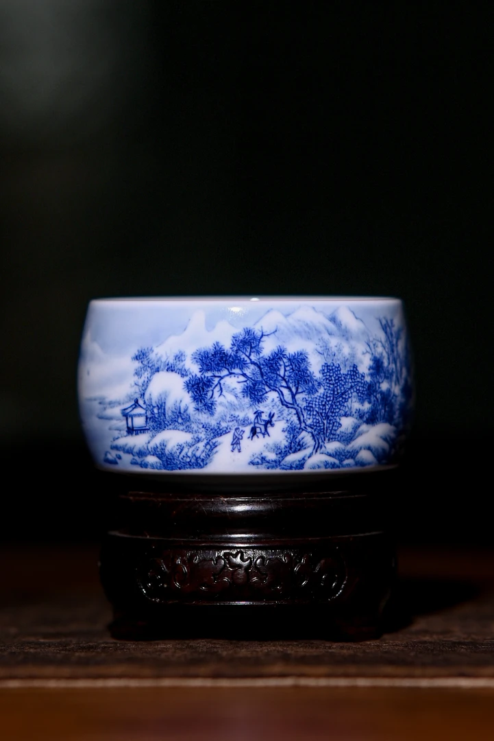 景德镇九段烧九段妙手雪景荒野求生禅定杯A12茶杯陶瓷