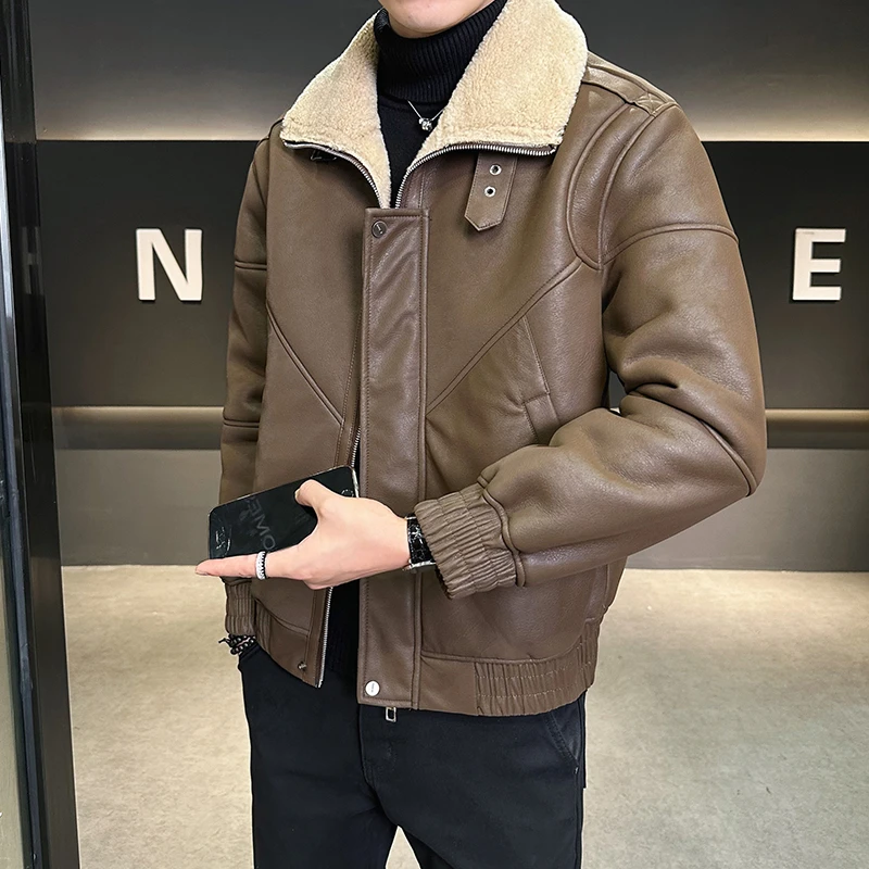 那因波勒皮毛一体男士外套冬季潮牌加绒加厚款派克服保暖休闲夹克