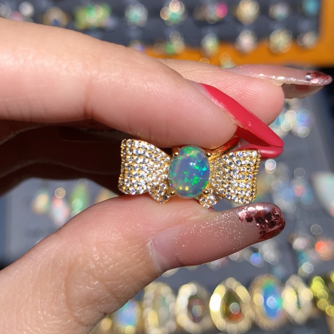 银S925镶嵌欧泊欧泊戒指y