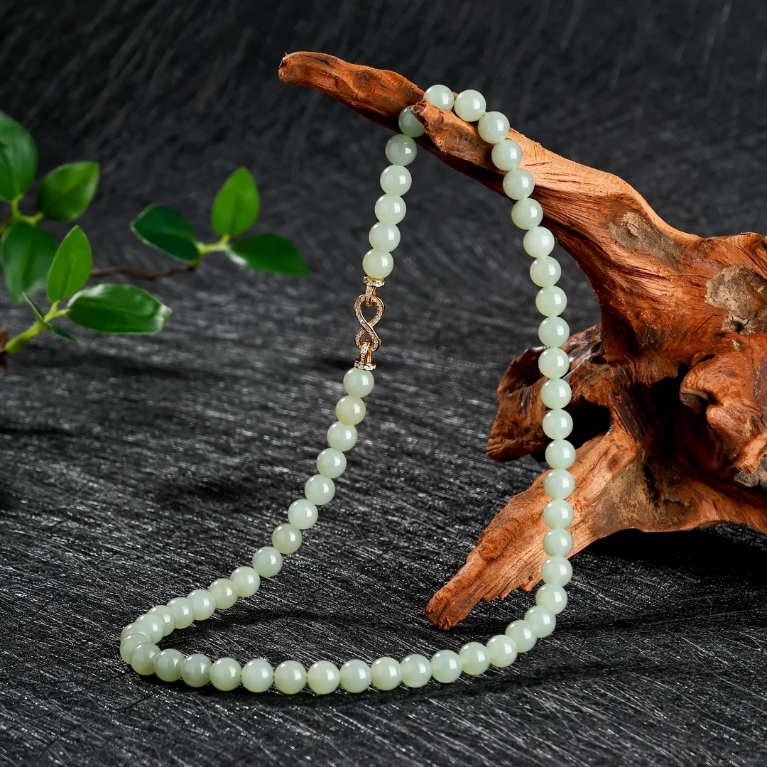 【新品】和田玉项链7-8mm多样性发一