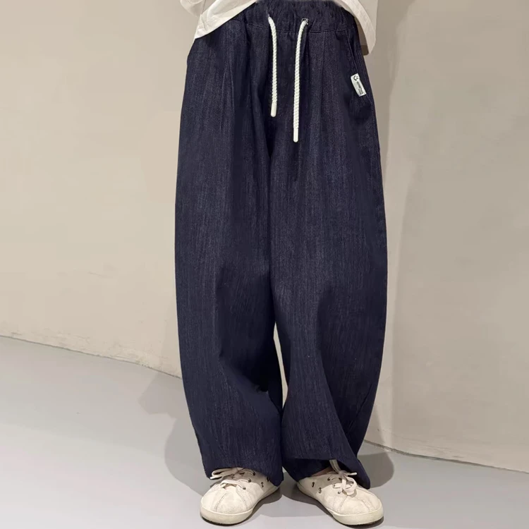 女童裤子春夏季薄款2025新款爆款洋气6-12岁潮款高级感牛仔阔腿裤