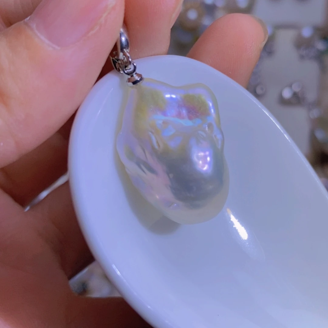 银S925镶嵌淡水珍珠天然淡水珍珠
