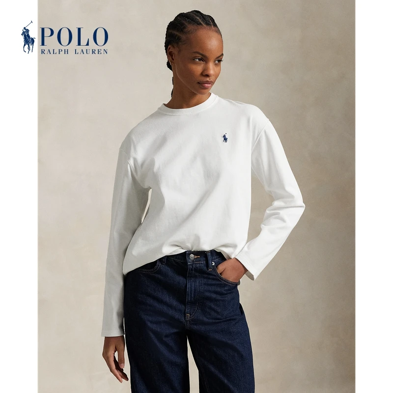 Ralph Lauren/拉夫劳伦女装 25年秋季棉质平纹针织长袖T恤RL26952