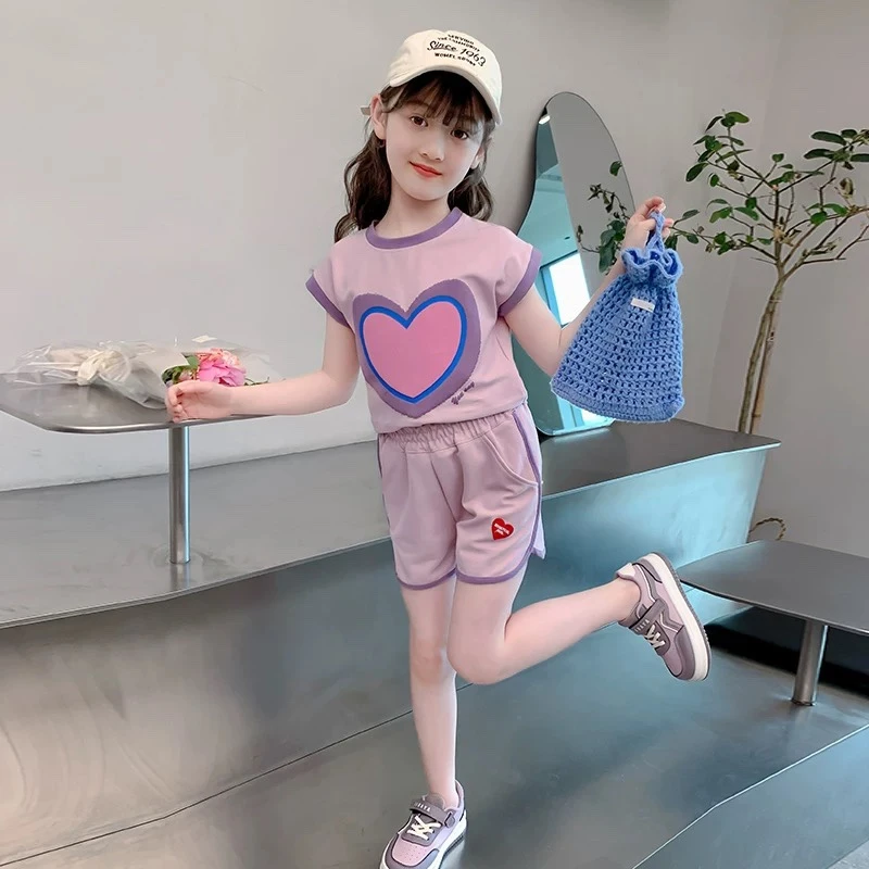 小泡芙 夏季女童爱心套装