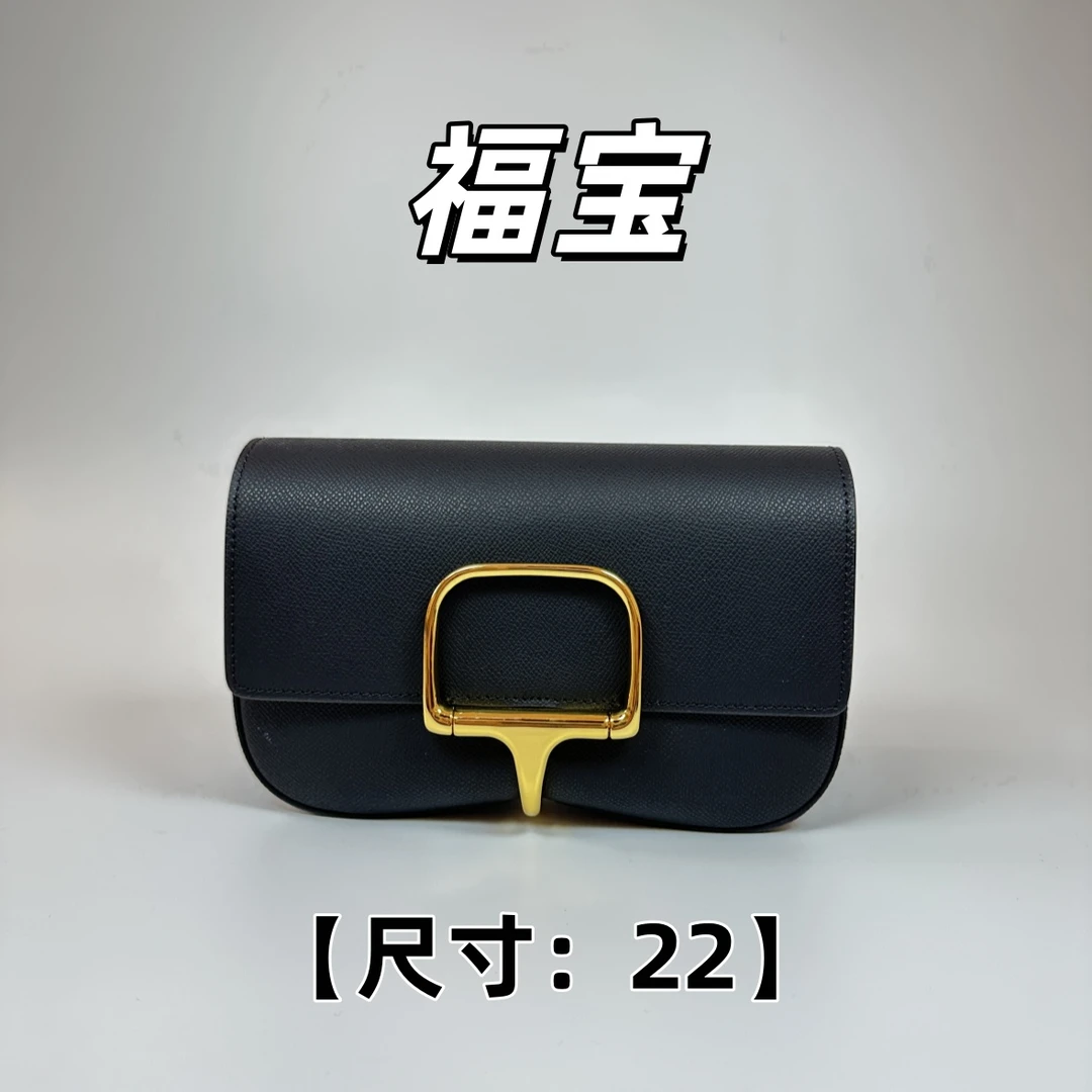 福宝 【黑色-金扣22 女包】牛皮 优雅风手提包包  30562