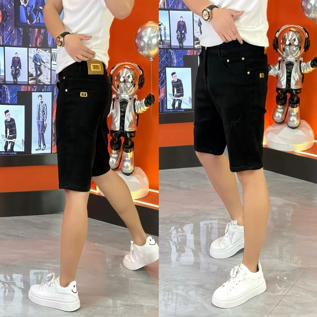 夏季男士牛仔短裤时尚百搭高弹舒适休闲潮流五分裤-9770