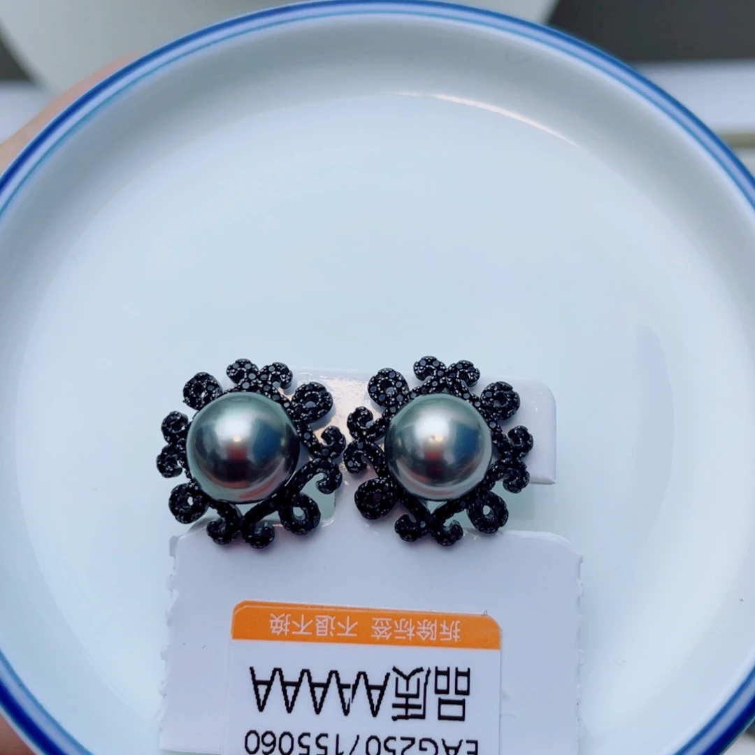 海水珍珠耳饰银S925镶嵌w53