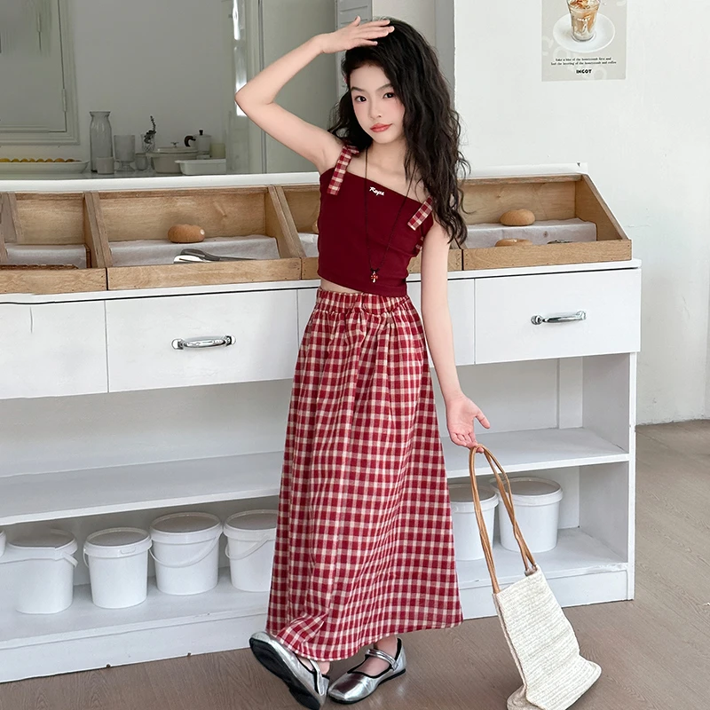 女童时尚套装洋气时髦裙子夏季2025新款女大童高级感夏装儿童长裙