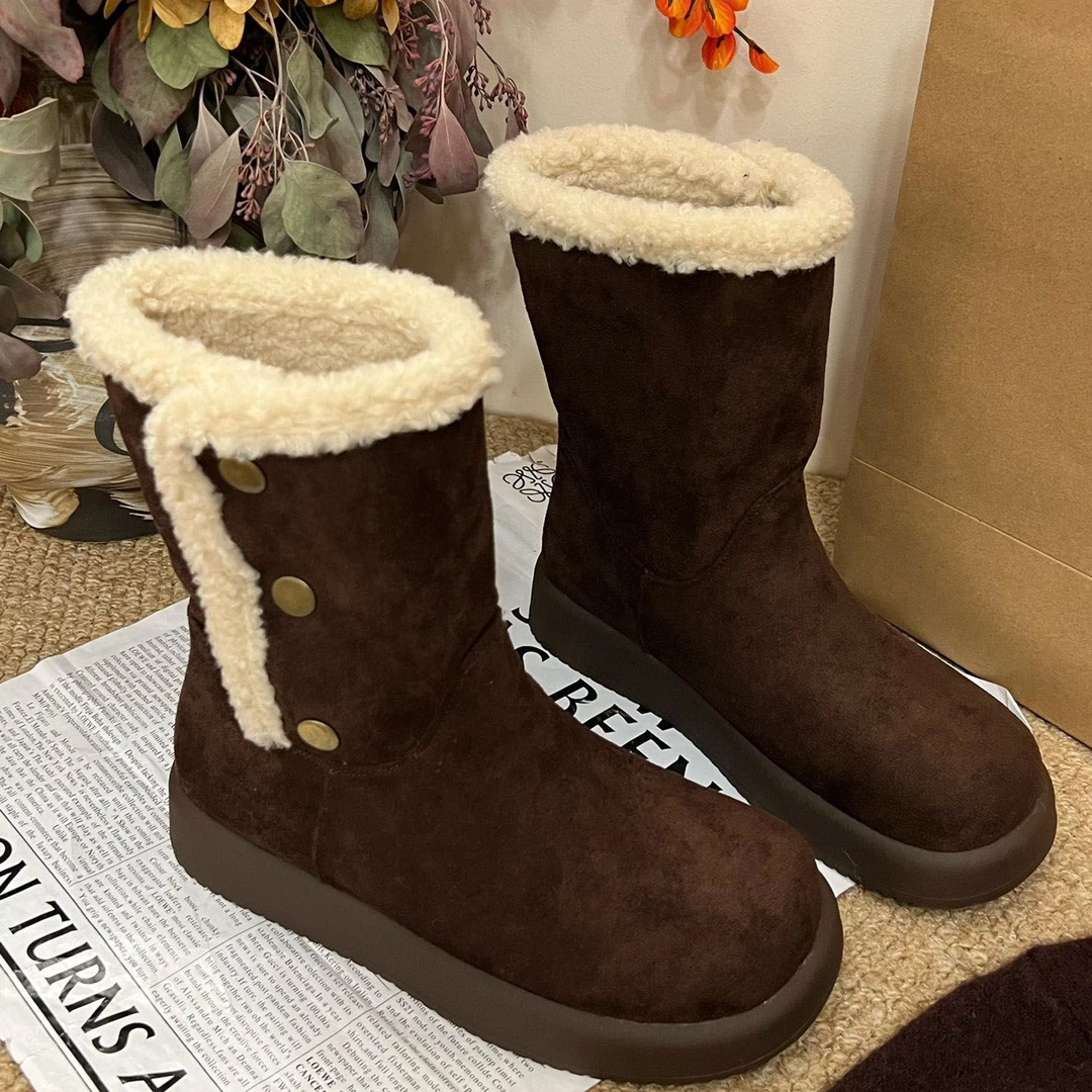 保暖中筒圆头套鞋低帮时尚雪地靴靴子时尚加绒
