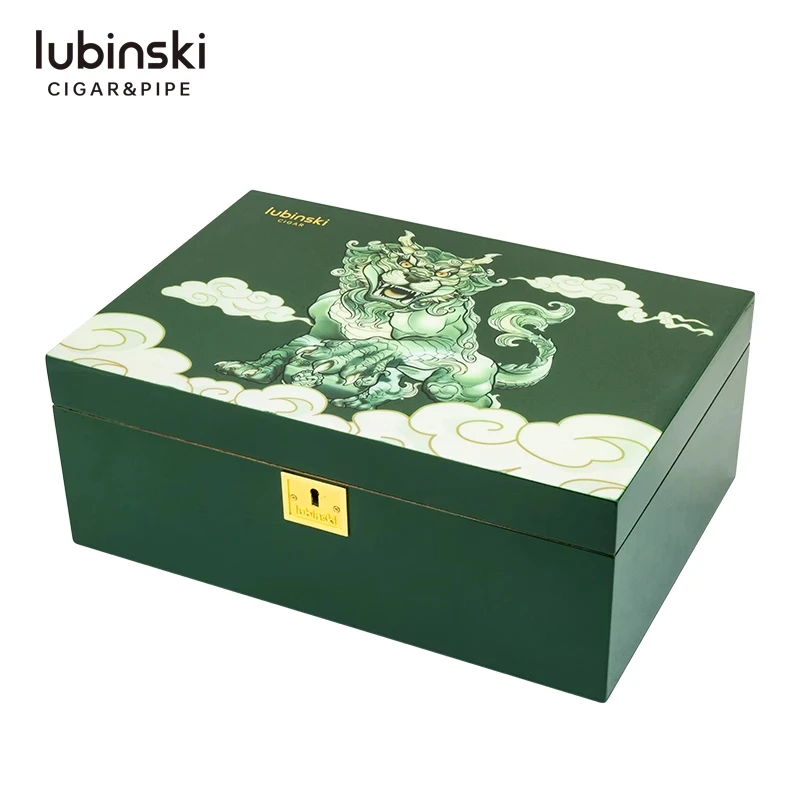 LUBINSKI雪茄保湿盒雪松木醇化箱钢琴烤漆狻猊醒茄收纳烟盒大容量