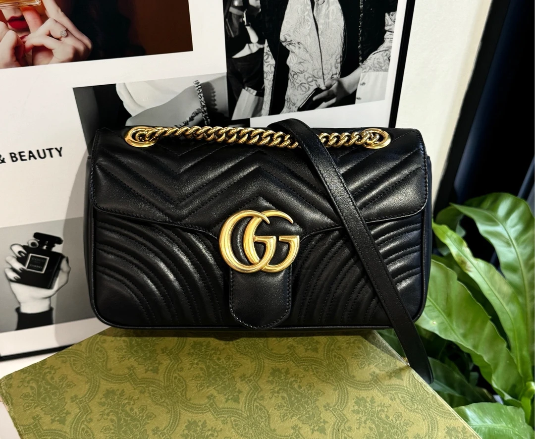 99新 GUCCI/古驰 Gucci 黑金马蒙26时尚 99新 小香风z/4862