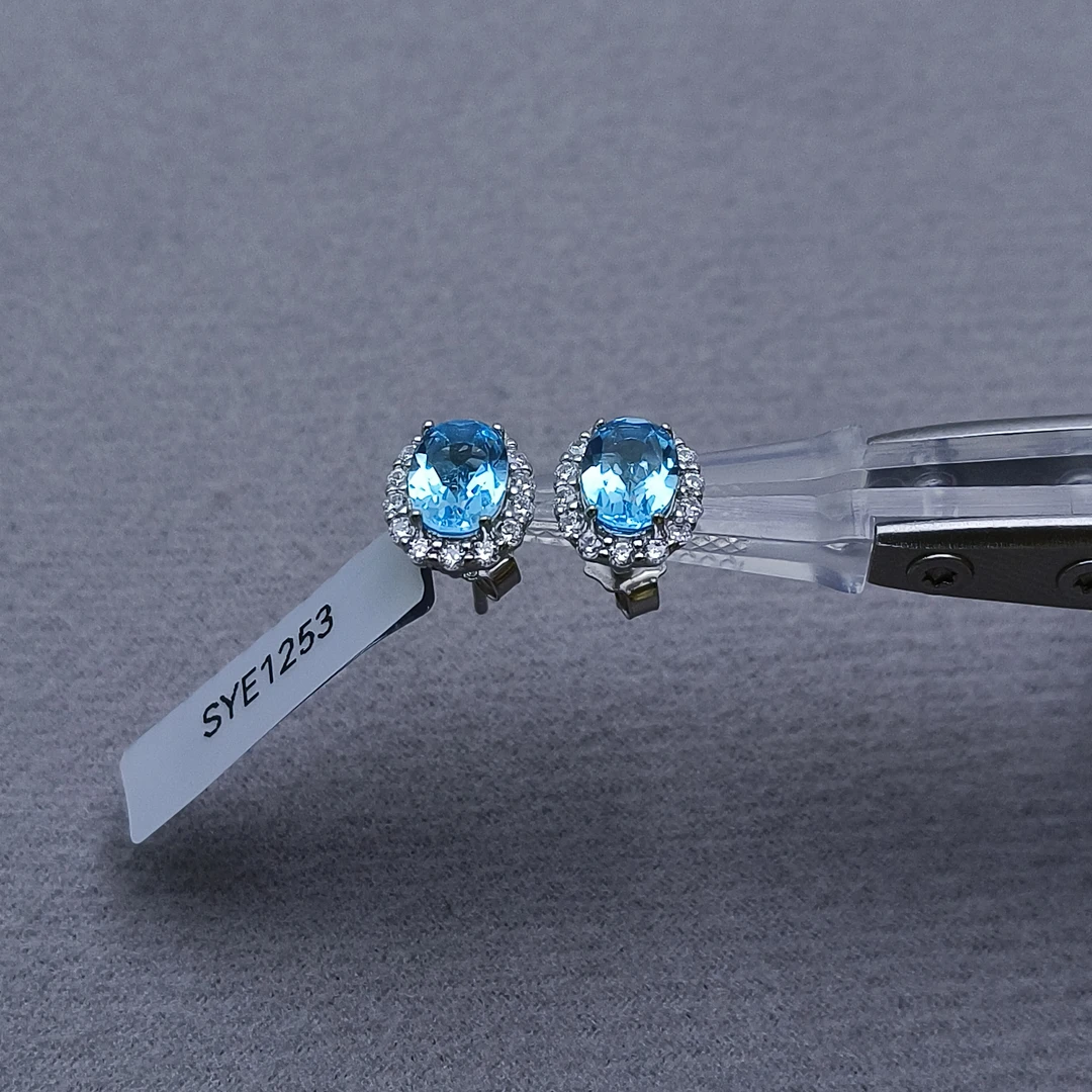 （SYE1253）托帕石戴妃耳钉925银1230