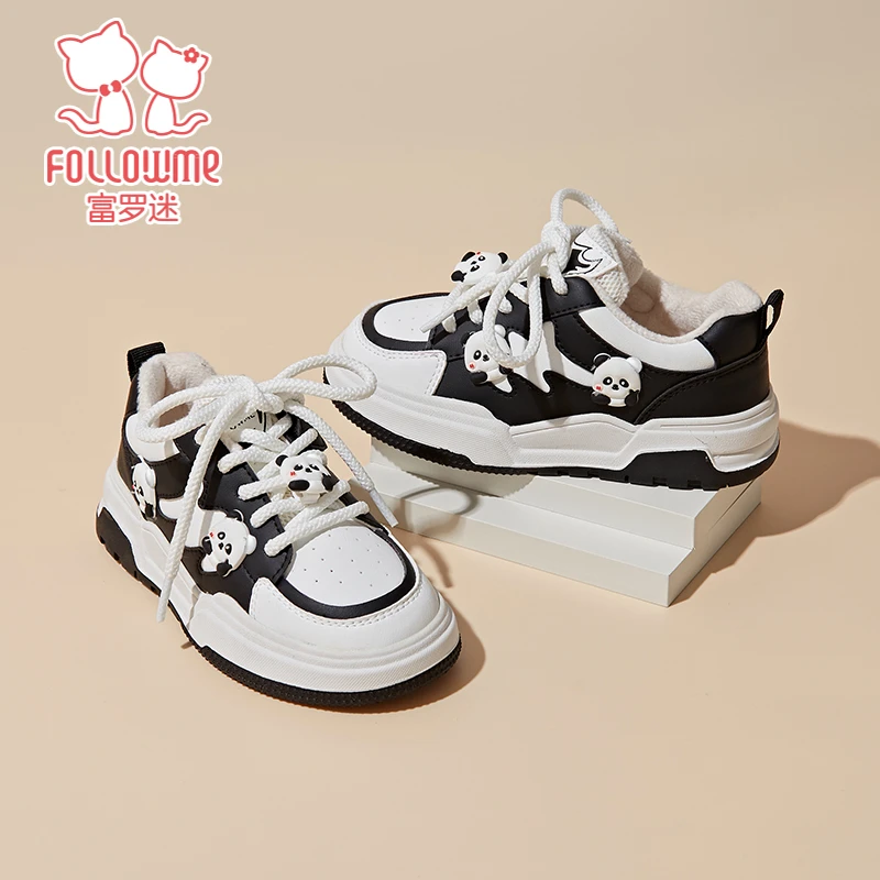富罗迷女童板鞋加绒鞋子冬季软底时尚保暖加厚小女孩棉鞋4D8785