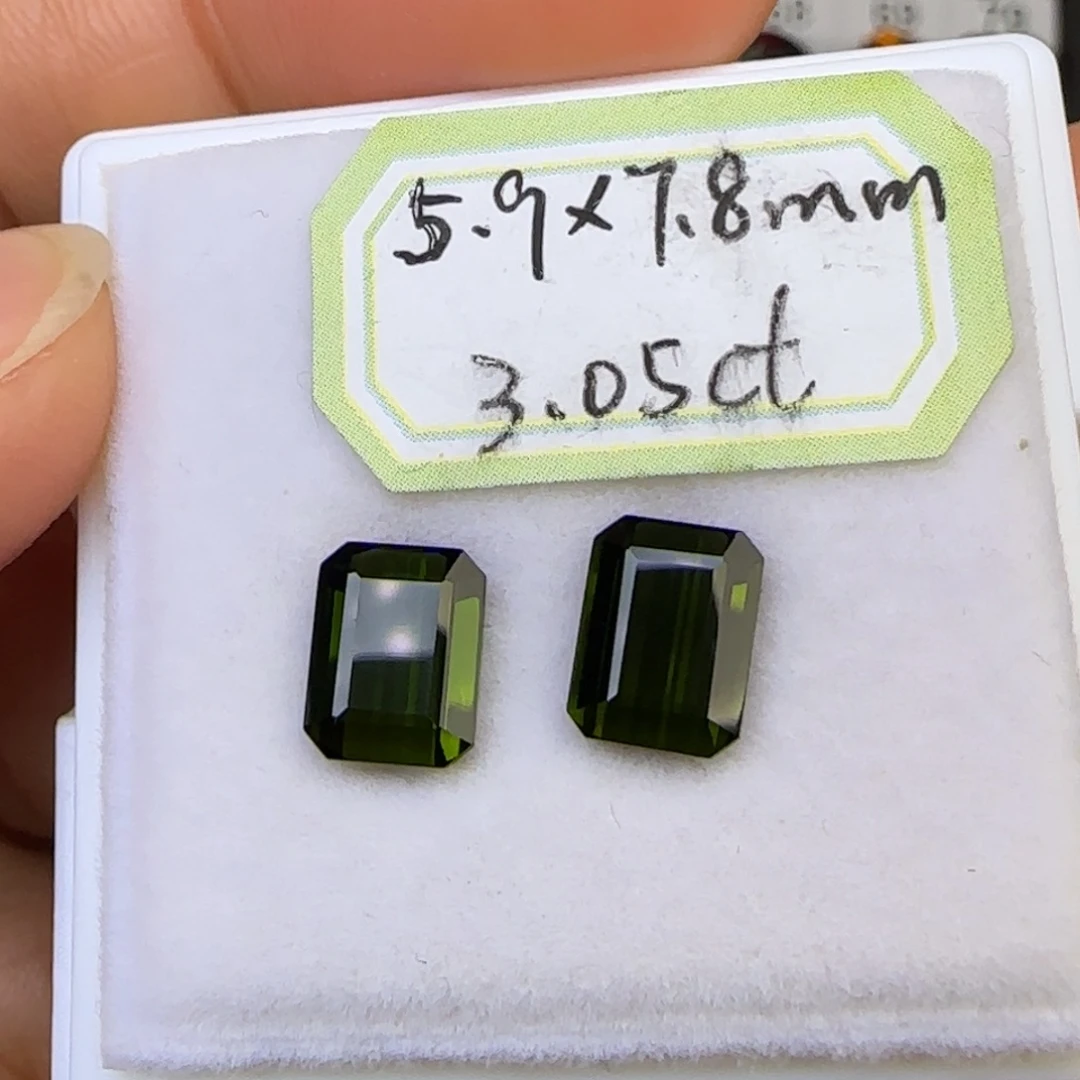 珠宝半成品未镶嵌碧玺天然 一对耳钉料3.05克拉