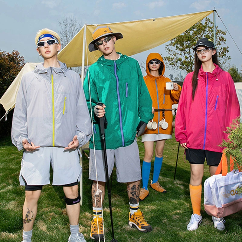 多巴胺色彩酷炫防晒服夏季凉感轻薄透气宽松情侣款原纱防晒衣6638