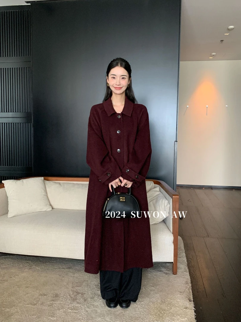 简约设计感呢大衣女装休闲中长外套