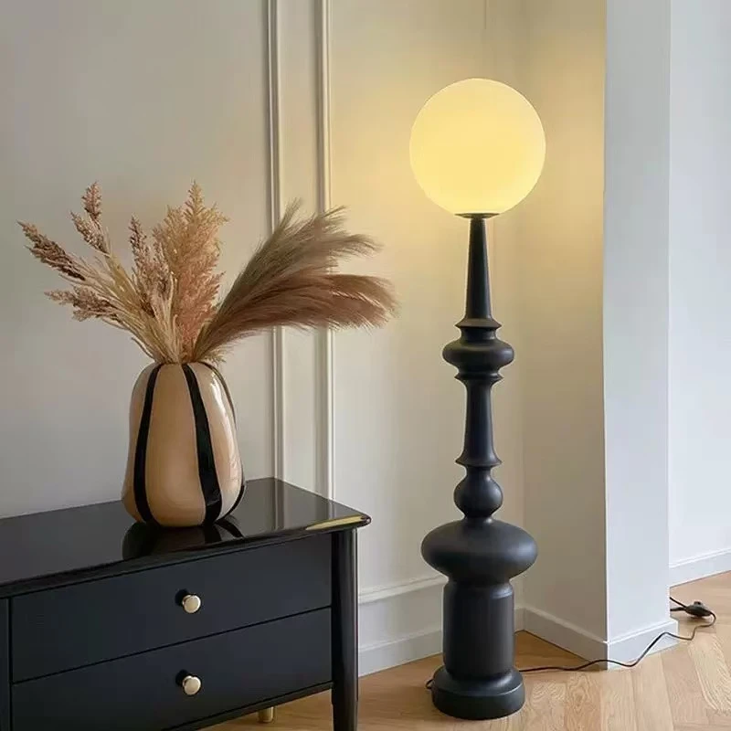 意式复古客厅罗马柱落地灯美式轻奢卧室氛围立式灯中古装饰台灯