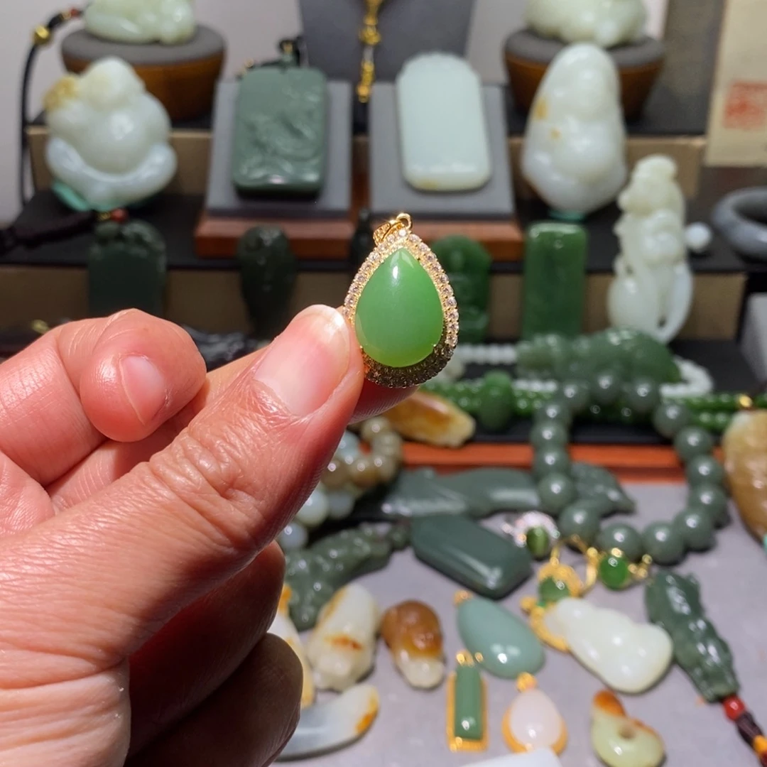 和田玉颈饰银S925镶嵌习****商