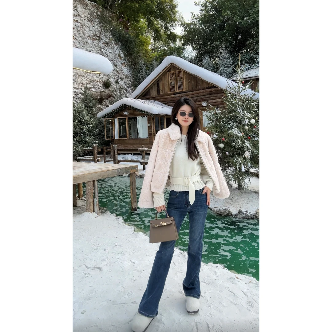 Danso丨臻藏系列戴妃格雷克斯进口兔毛外套丨玉美华 561121V