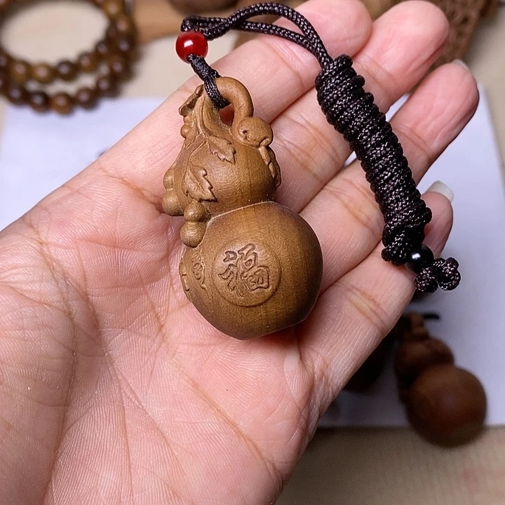 檀香木手串/手链老山檀香精雕满工福字葫芦