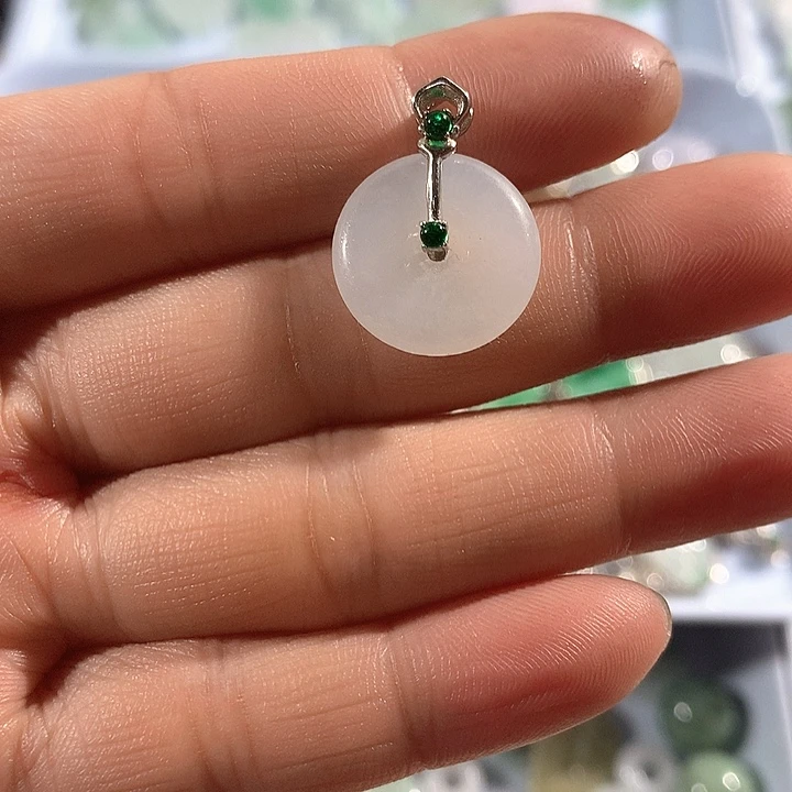 翡翠银S925镶嵌吊坠(不含链)坠子