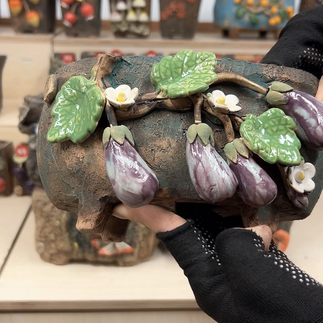 紫砂花盆心****然内口18×10外高11.5