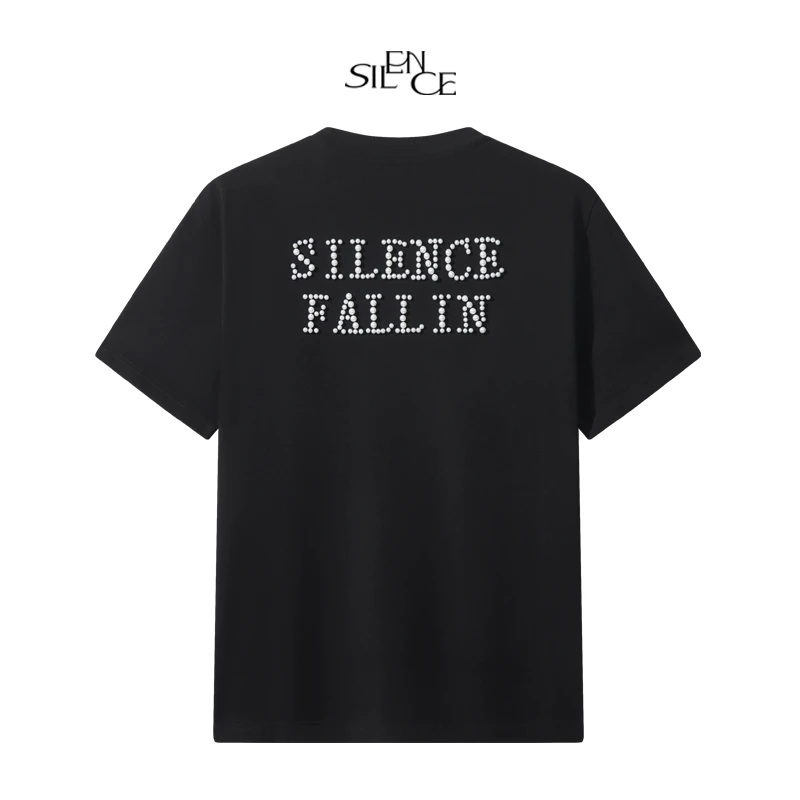 SILENCE 25夏季 珍球字母重磅休闲纯棉短袖T恤男女情侣款