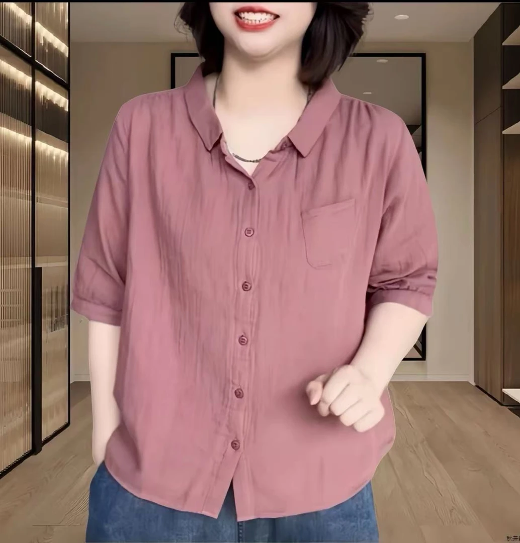 拼接扎染短袖翻领常规款纽扣衬衫显瘦休闲大码酷飒风女装高级感潮