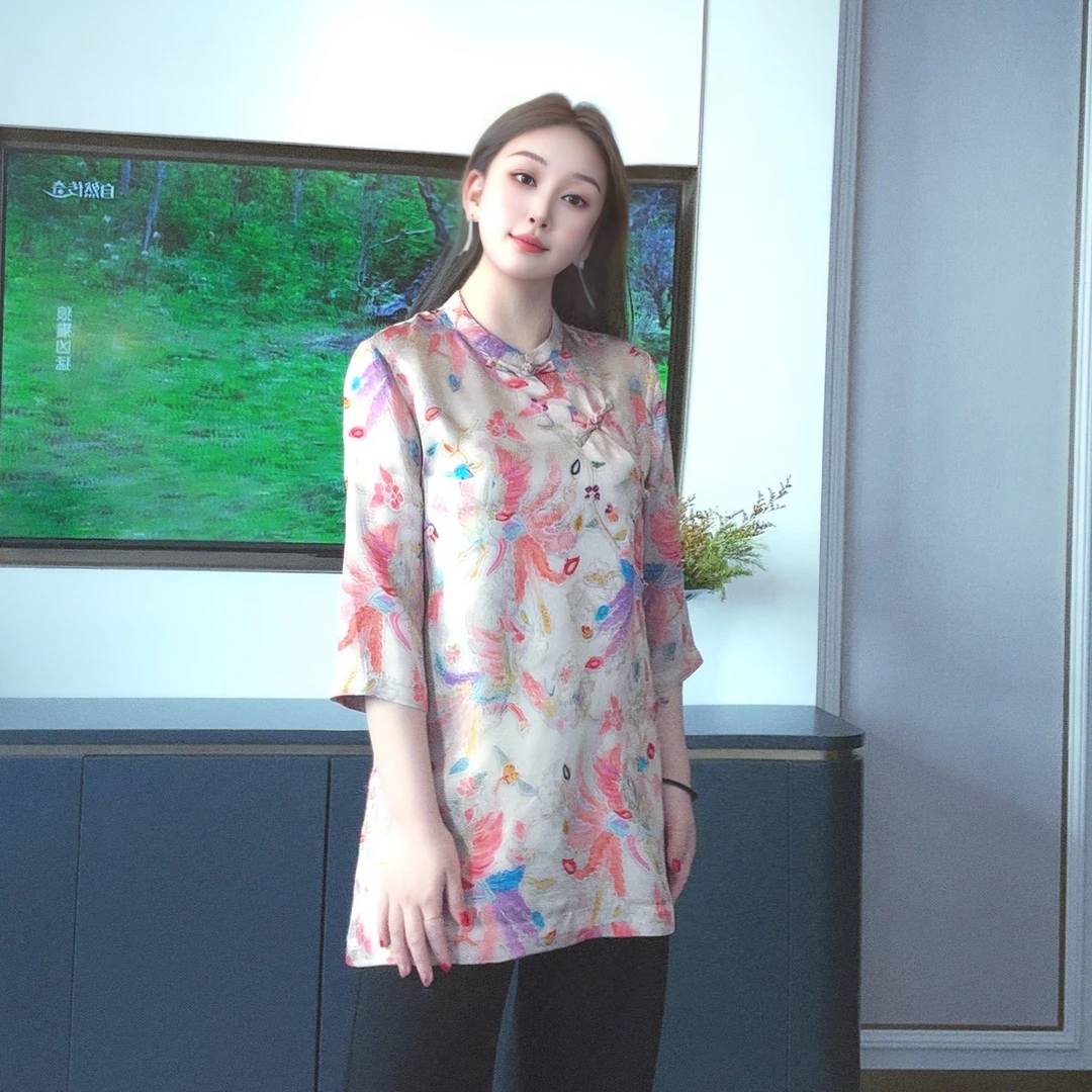 【鑫源阁】春夏新款凤舞繁花新中式国风斜襟上衣