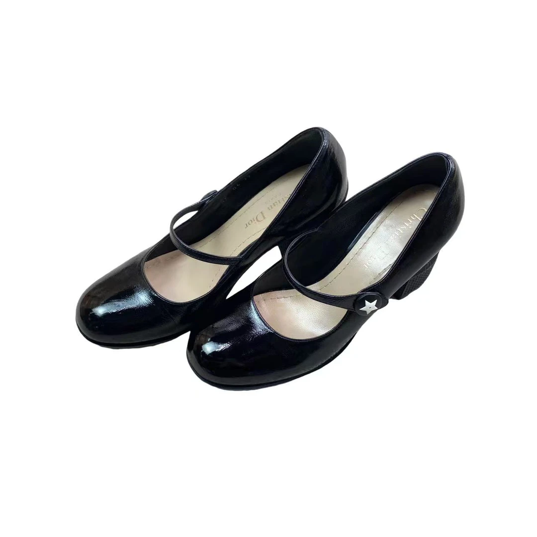 99新 DIOR/迪奥  bb零九九四 黑色五角星玛丽珍鞋 36码