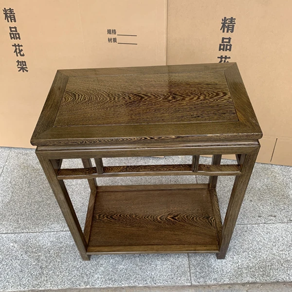 红木盆景架非洲鸡翅木鱼缸花架实木长方形置物架边几石头底座架子