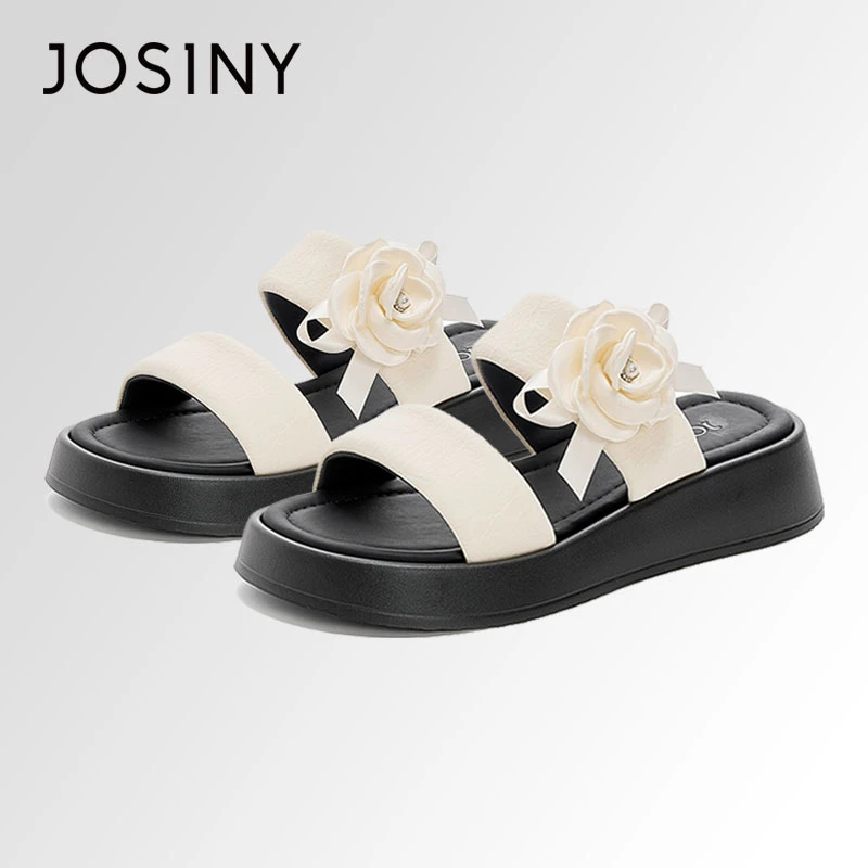 卓诗尼厚底一字拖鞋女2025夏季外穿凉拖时尚轻便松糕增高沙滩凉鞋