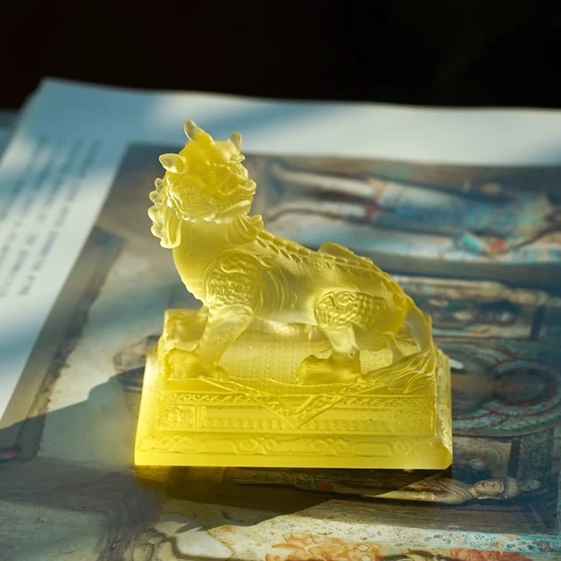 琉璃谛听地藏王菩萨坐骑神兽居家车载摆件装饰吉祥物小谛听黄色