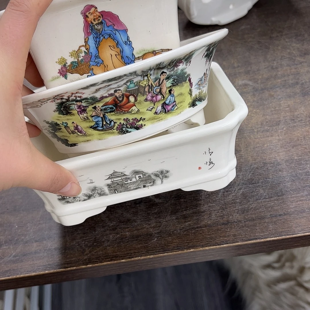 紫砂花盆523号瑕疵3个边不直不平处理介意勿拍