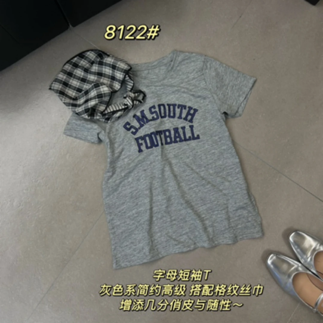 字母短袖 带丝带熊若渔