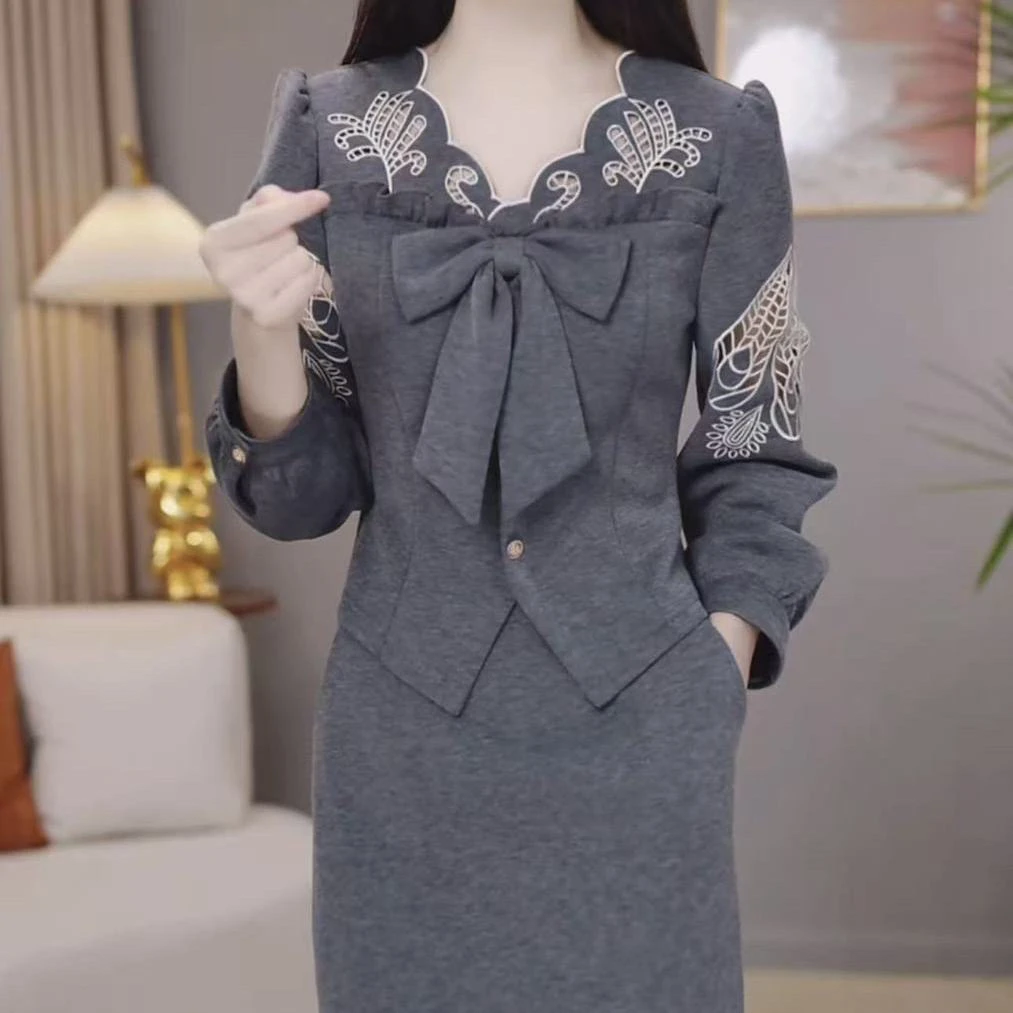 高档连衣裙优雅气质两件套装礼服裙2025秋季新款减龄显瘦连衣裙