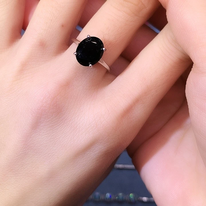 蓝宝石戒指银S925镶嵌