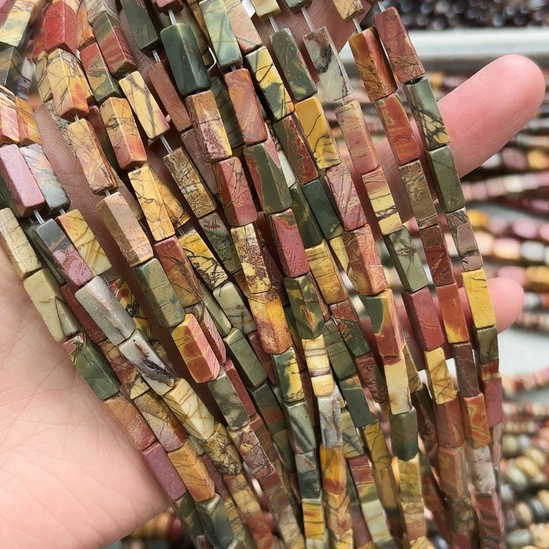 玛瑙/玉髓未镶嵌珠宝半成品4×13毕加索长方柱一条