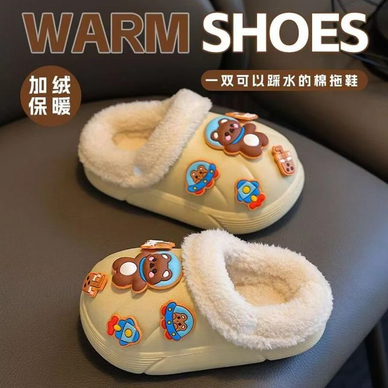儿童棉拖鞋秋冬季防水防滑男童宝宝小孩冬天拖鞋超厚内套婴儿拖鞋